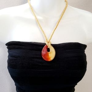 NEW La Dolce Open Teardrop Hand-Blown Glass Pendant Necklace